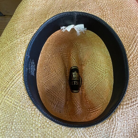 STETSON Size 7 1/4 Palm Straw Tan Orange Western Cowboy Hat - Picture 10 of 11
